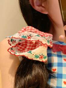 1-2件/組 波點格紋蕾絲髮圈，適用於髮髻、馬尾的髮飾 - 彩色 - 查看 4