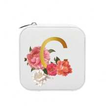 金色字母印花旅行珠宝盒，珠宝旅行收纳盒，迷你珠宝盒，伴娘礼品盒，迷你收纳盒。化妆包化妆包化妆品收纳盒化妆品收纳盒化妆品收纳 - 白色 - 查看 38