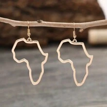 1 Par Pendientes Modernos Con Diseño De Mapa De África