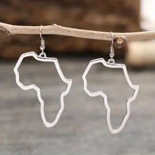 1 Par Pendientes Modernos Con Diseño De Mapa De África
