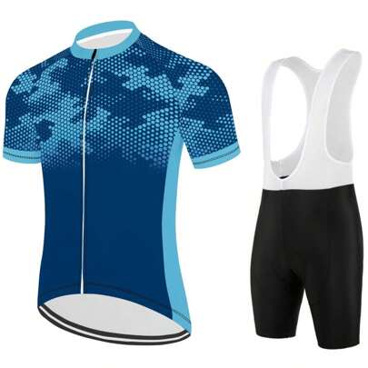  Maillot de ciclismo Max Storm para hombre, ropa de montaña de secado rápido, ropa de ciclismo de carreras MTB, uniforme transpirable, ropa de ciclismo en degradado azul