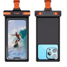 TOPK Waterproof Phone Pouch, IPX8 Waterproof Phone Case Compatible With IPhone 16 15 14 13 12 11 Pro Max Xs Plus - Orange - View 2