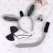 Conjunto de Accesorios de Disfraz de Burro/4 piezas - Orejas de Burro, Diadema, Cola, Nariz y Corbata de lazo, Kit para Sets de Rol de Halloween de Animales - Talla única - Ver 7