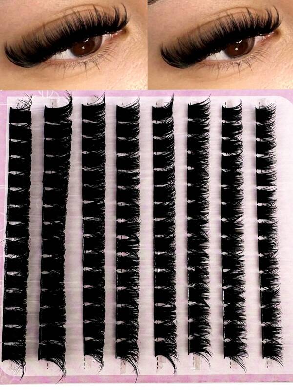 NEW 120 Clusters 3D Fluffy 180D Mix Soft Ribbon Segmented False Bundles Eyelashes DIY Individual Clusters Lash Extensions Faux Mink Lashes 10-18mm