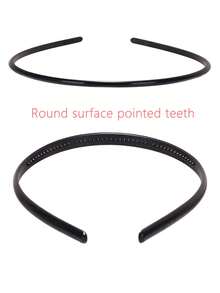 5入組女士6mm黑色薄塑料圓形髮箍 - 黑色 - 查看 2