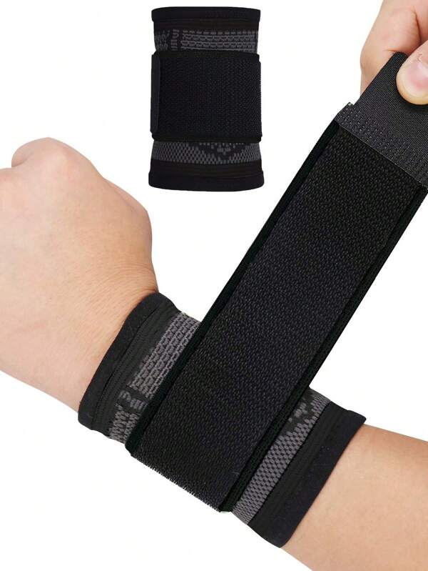 1PC Summer Outdoor Sport Workout Black Wristband Weight Lifting Wrist Protector With Elastic Compression Tennis Badminton Men Women Wrist Support Sports Wristband Gym Accessories