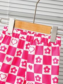 Baby Girl Plaid Printed Shirt And Shorts Set For Summer