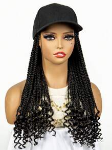 Baseball Cap/Baseball Cap Synthetic Fiber Party Wig With 3-Strand Braided Hairband And Floral Synthetic Hair - Black - View 5