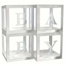 Baby Transparent Decorative Box With Letters, Birthday Party Decorations - Pink Four Boxes With Letters - View 4