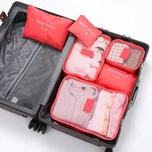 Set di borse da viaggio, 6 pezzi di borse organizzatrici minimaliste, borse portatili di grande capacità per articoli da toeletta, cosmetici, vestiti, scarpe, biancheria intima, 1 pezzo di borsa per il trucco, organizer per il trucco, custodia per il trucco - Multicolore - Visualizzare 20