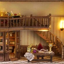 Magical Shop DIY Doll House Model Building Kit 3D Puzzle Toy Miniature With Furniture, Home Creative Room Bedroom Decorations, Wooden Handcraft Easter Birthday Gift Room Decoration
