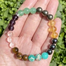 1入時尚優雅多彩手鍊,吸引財富、富貴幸運的黃水晶8mm珠子手鍊配件