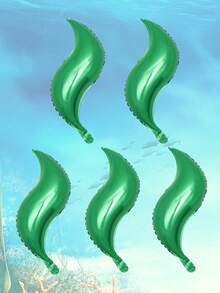 5入組波浪形鋁膜氣球，火焰和火尾形狀氣球，適用於婚禮生日派對裝飾 - 綠色 - 查看 2