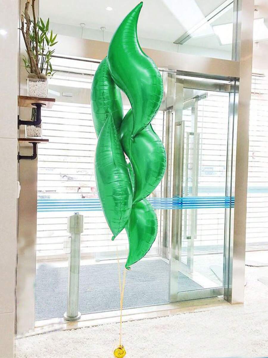 5入組波浪形鋁膜氣球，火焰和火尾形狀氣球，適用於婚禮生日派對裝飾 - 綠色 - 查看 1