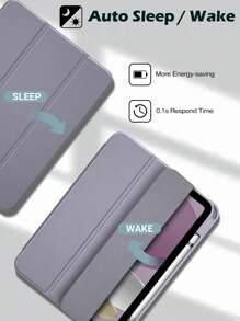 Apple Tri-Fold Silicone Foldable Anti-Fall Tablet Cover Case Compatible With IPad With Pen Holder-Purplish Grey