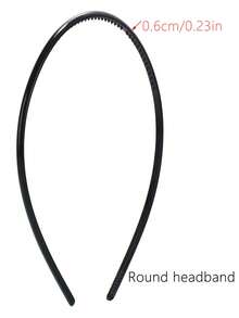 5入組女士6mm黑色薄塑料圓形髮箍 - 黑色 - 查看 7