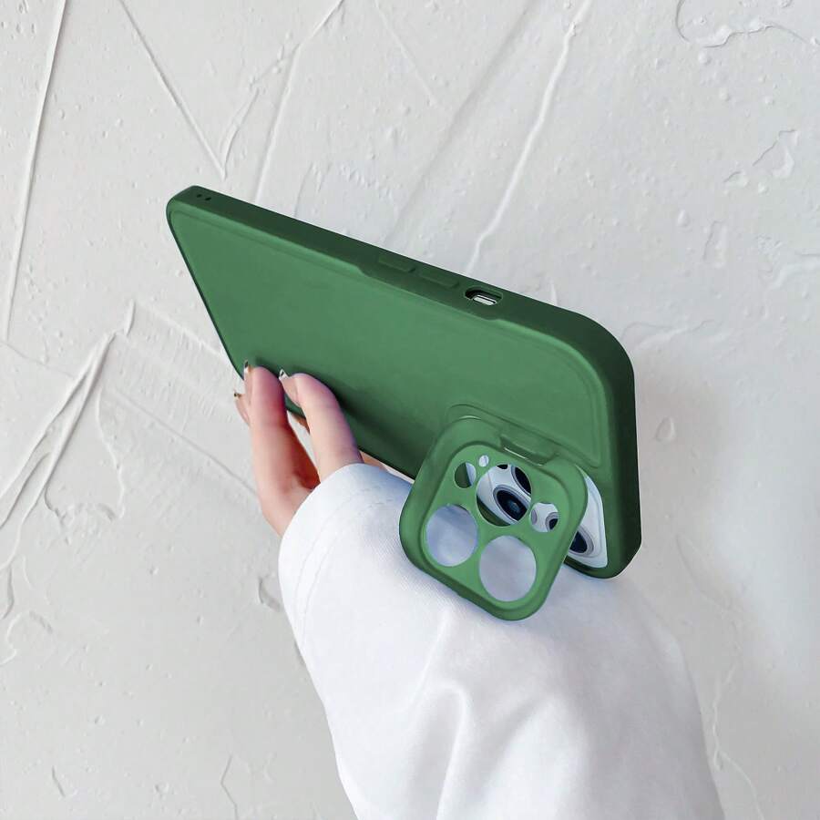 Funda Para Iphone 12 Tipo Humo Con Tapa en Cámaras Soporte - Verde - Ver 1