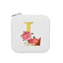 金色字母印花旅行珠宝盒，珠宝旅行收纳盒，迷你珠宝盒，伴娘礼品盒，迷你收纳盒。化妆包化妆包化妆品收纳盒化妆品收纳盒化妆品收纳 - 白色 - 查看 13