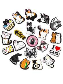 20 件可爱小猫系列圣诞系列鞋饰，适用于木屐凉鞋装饰，DIY 鞋配件