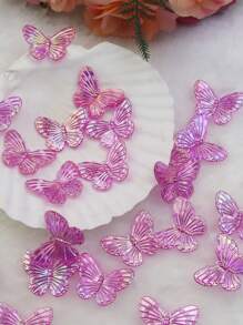 50 hạt bướm tráng AB để làm đồ trang sức DIY / Hạt acrylic cho phụ kiện tóc, trang trí vỏ điện thoại, vòng cổ, mặt dây chuyền, vòng tay, v.v. Thích hợp cho các dự án DIY hàng ngày. - 50 con bướm mạ màu nhỏ - Xem 4