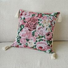 一件玫瑰織花抱枕套，美式田園沙發靠墊床頭墊客廳坐墊