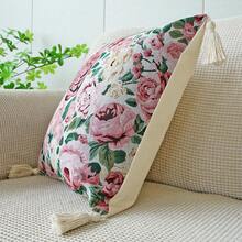 一件玫瑰織花抱枕套，美式田園沙發靠墊床頭墊客廳坐墊