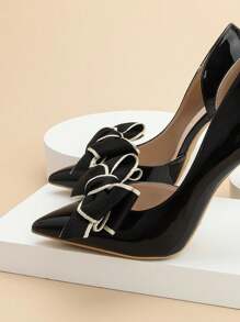 2pcs Collegiate Fabric Bow Shoe Clips, Cute Sweet Korean/European Retro Style, Colorblock Charm Shoe Accessories