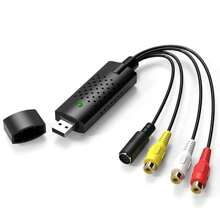 cotsoco Video Grabber USB Capture Card, Convert Hi8 VHS To Digital DVD For Windows PC, Audio Video Digitize Converter Adapter - 黑色 - 查看 1