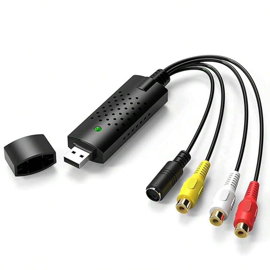 cotsoco Video Grabber USB Capture Card, Convert Hi8 VHS To Digital DVD For Windows PC, Audio Video Digitize Converter Adapter - 黑色 - 查看 1