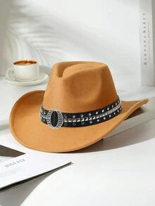 1頂女性腰帶裝飾波西米亞牛仔帽雅樂班馬克杯紫羅蘭針織夏日沙灘帽牛仔帽卓德帽戶外風 - 多色3 - 查看 16