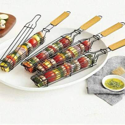 1入便攜式不銹鋼燒烤網 - 易清洗，耐用，適用於戶外烹飪，露營和野餐