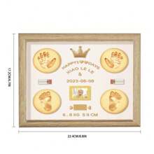 1 pièce Empreinte de main et de pied de bébé nouveau-né, cadre socle avec tampon encreur, cadre photo pour empreinte de main et de pied de bébé - Couleur du bois - Voir 2