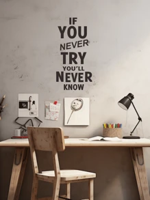 1入組優質勵志壁貼：如果您從未嘗試，就永遠不會知道，啟發性乙烯基貼紙，積極家居裝飾，自我探索，勇氣，個人成長，可拆卸，易於貼，耐用 - 黑色 - 查看 1