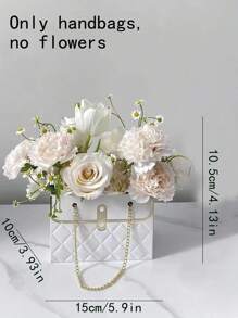 1 Pieza Bolsa De Transporte Para Flores, Caja De Regalo Para Llevar, Envoltorio De Papel Para Floristería - Blanco - Ver 2