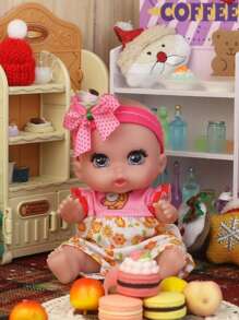 DOLL MEET One Piece 3+ Children Crying Reborn Baby Doll Smile Pink Hearts Eyes Cute 6 Inches Polly Pocket Swivel Mini Vinyl Doll 15.5Cm Gift Toys For Child