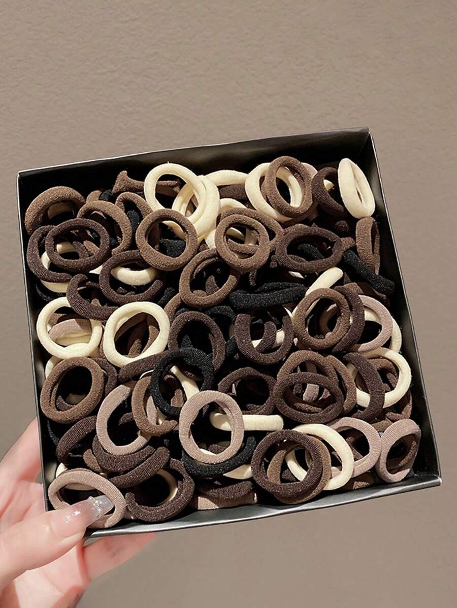 100 Stück Schwarz/Khaki/Braun Mini Allround Haargummis, modische Allround & minimalistische farbige elastische Haarzubehör für den täglichen Ausgang, Frisuren, Arbeit, Urlaub, Party, Make-up, Outfit-Kombination und Kopfschmuck Dekoration, Schule, Pferdeschwanz, Haargummis, Haarseil Pferdeschwanz Halter, Haargummis Kopfzubehör Gummibänder, Festival, Geburtstag - Verschiedenfarbig - Übersicht 1