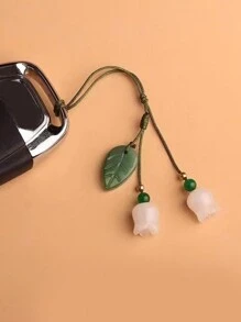 1pc Green Plastic Lily Of The Valley Flower Rope Pendant With Jade Stone, Perfect For Mobile Phone Charm Gifts For Mother, Family, Friends, Birthday, Holiday Phone Chain - Nhiều màu - Xem 3