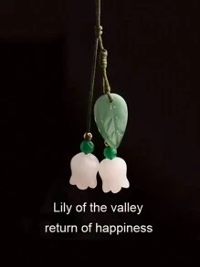 1pc Green Plastic Lily Of The Valley Flower Rope Pendant With Jade Stone, Perfect For Mobile Phone Charm Gifts For Mother, Family, Friends, Birthday, Holiday Phone Chain - Nhiều màu - Xem 5