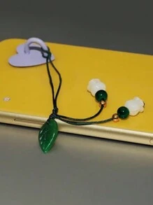 1pc Green Plastic Lily Of The Valley Flower Rope Pendant With Jade Stone, Perfect For Mobile Phone Charm Gifts For Mother, Family, Friends, Birthday, Holiday Phone Chain - Nhiều màu - Xem 4