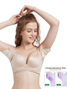 2 Miếng Có thể giặt được Nách Miếng thấm mồ hôi Với Dây đai , Có thể tái sử dụng Nách Hút Mồ hôi - Màu be - Xem 1