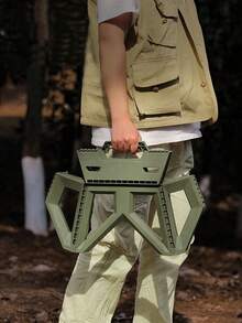 Folding Step Stool Step Stool 200 Lb Capacity Plastic Foldable Step Stools For Kids And Adults, Folding Stool Suitable For Kitchen, Stepping Stool With Handle Black Small Step Stool Non-Slip Surface With Carry Handle Collapsible Stool For Home, Outdoor And Indoor - Army Green - View 4