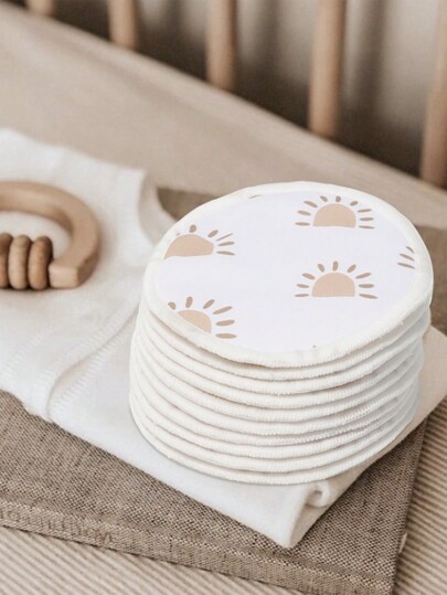 Rainbo&Iris 10 Pcs Boho Sun Bamboo Fiber Breast Feeding Nursing Pads Reusable -Friendly