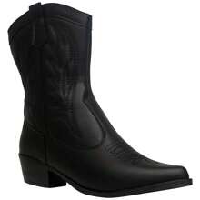 Bota Boiadeira Feminina Texana Western Bico Fino Cano Médio 02.01