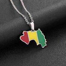 1 Stück Edelstahl Landkarte Anhänger Halskette Von Ghana Liberia Jamaika Und Guinea, Paar Halskette Für Männer Und Frauen