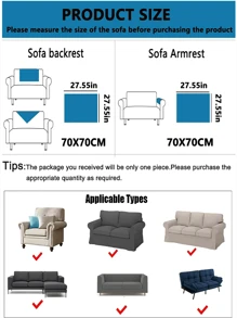 1pc Plaid Pattern Sofa Cushion Cover, Modern  Style Polyester Fiber Cooling Ice Silk Rectangular Slip-Resistant Sofa Pad Is Suitable For Home Office Living Room Bedroom, Summer