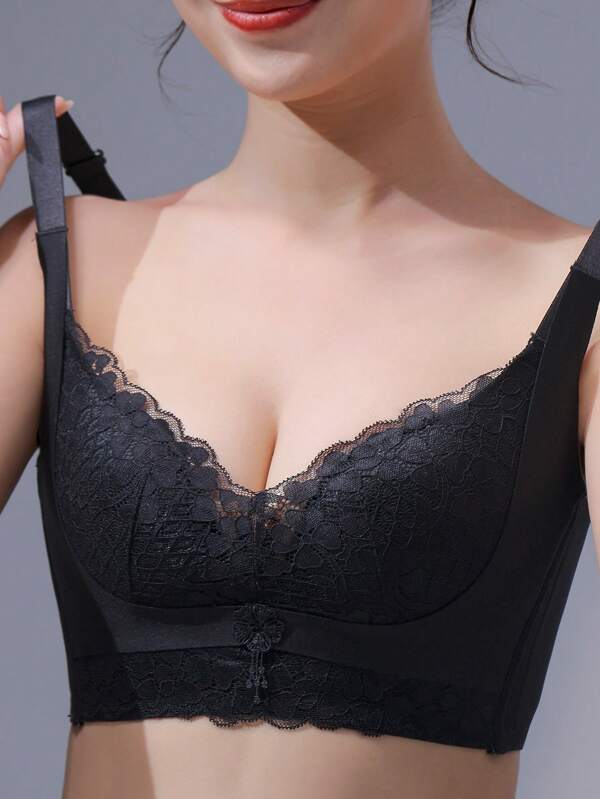 Women Push Up Wireless Seamless Adjustable Breathable Lace Bra, Comfortable Soft Bra Not Stuffy Bra, Lingerie
