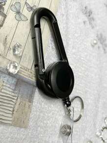 1PC ID Card Key Chain Lanyard Clip Key Ring Retractable Pull Name Tag Recoil Badge Belt Rope Holder Keyring Keychain Clip And Retractable Mechanism For ID Card Sleeves - Black - View 6