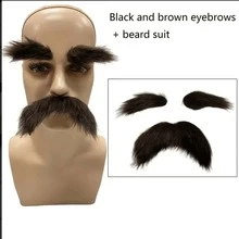1入組黑色/棕色假鬍鬚和眉毛套裝，適用於Cosplay、派對、有趣的胡子和聖誕裝飾 - 黑棕色 - 查看 8