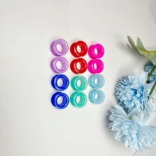 隨機6對/組底高12mm圓邊硅膠耳擴展套件，朋克風格男女通用穿孔飾品，純色，適合日常或節日佩戴 - 圓邊款 - 查看 2