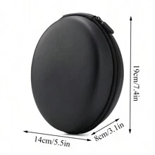 男女通用便携式耳机盒，适用于耳罩式耳机、蓝牙耳机收纳盒 EVA 耳机收纳盒（不含耳机）充电器盒办公室必备数码包电缆相机包电子数据线收纳包存储移动电源盖钱包旅行相机包女士男士儿童圣诞礼物必备教师用品防水轻便大容量便携式配件 - 黑色 - 查看 2